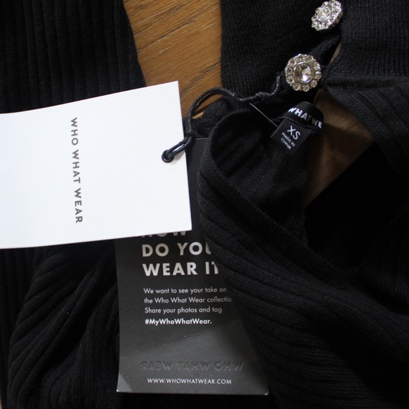 Who What Wear High Neck Puff Shoulders Ribbed Long Sleeve Dress NWT XS - Picture 8 of 8